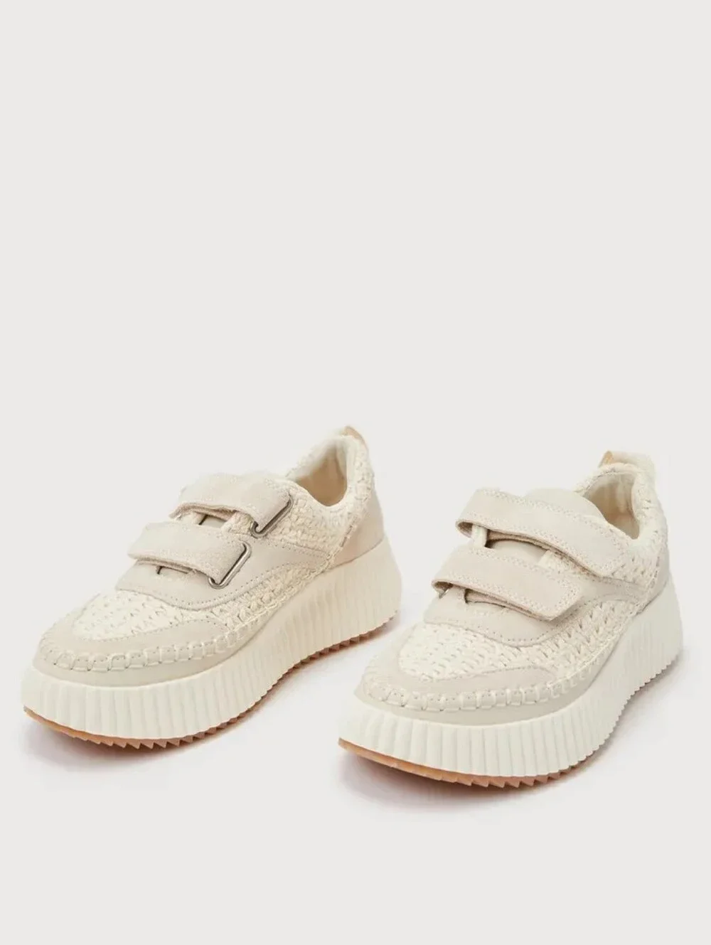 Dolce Vita Demo Sandstone Knit Suede Leather Platform Sneakers